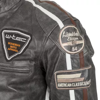 Pánska kožená moto bunda W-TEC Antique Cracker - hnedo-šedá