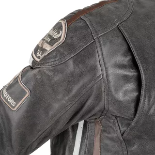 Pánska kožená moto bunda W-TEC Antique Cracker - hnedo-šedá