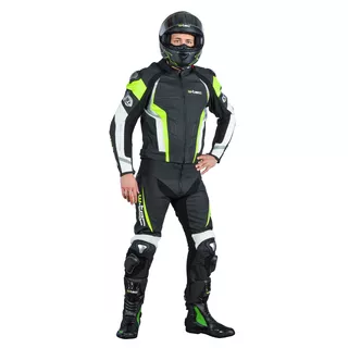 Pánska kožená moto bunda W-TEC Velocity - čierna-fluo