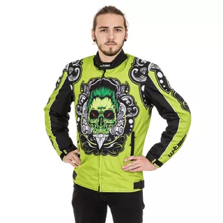Moto bunda W-TEC Daemon - zelená s potlačou