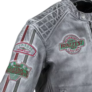 Pánska kožená moto bunda W-TEC Sheawen Waxed Grey - šedá
