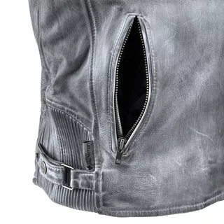 Pánska kožená moto bunda W-TEC Sheawen Waxed Grey - šedá