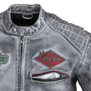 Pánska kožená moto bunda W-TEC Sheawen Waxed Grey - šedá