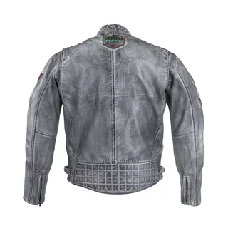 Pánska kožená moto bunda W-TEC Sheawen Waxed Grey - šedá
