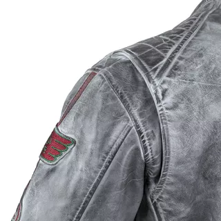 Pánska kožená moto bunda W-TEC Sheawen Waxed Grey - šedá