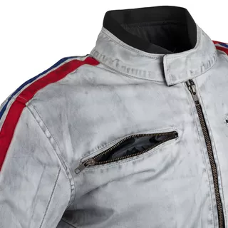 Pánska textilná bunda W-TEC 91 Cordura - 2.akosť - biela s červeným a modrým pruhom
