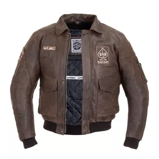 Pánska kožená bunda W-TEC Black Heart Bomber - vintage hnedá