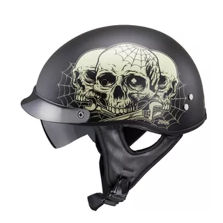 Moto prilba W-TEC Black Heart Rednut - Skulls/Matt Black