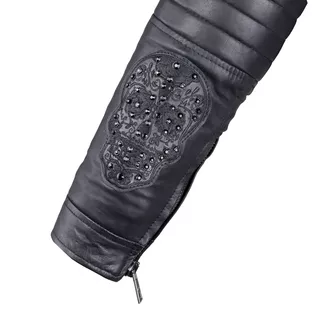 Dámska kožená bunda W-TEC Strass - 2.akosť - čierna s kamienkami