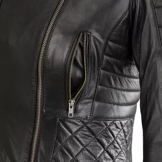Dámska kožená moto bunda W-TEC Corallia - Black
