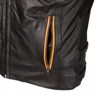 Kožená moto bunda W-TEC Brenerro - Black-Orange-White