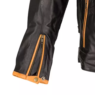 Kožená moto bunda W-TEC Brenerro - Black-Orange-White
