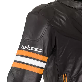 Kožená moto bunda W-TEC Brenerro - Black-Orange-White