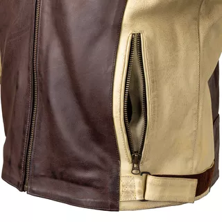 Pánska kožená moto bunda W-TEC Retro - čierno-hnedo-béžová
