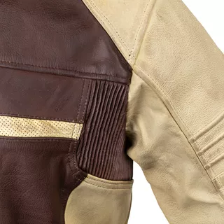 Pánska kožená moto bunda W-TEC Retro - čierno-hnedo-béžová