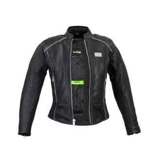 Dámska kožená moto bunda W-TEC Hagora - 2.akosť - matne čierna
