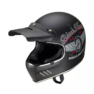 Moto prilba W-TEC Black Heart Retron s okuliarmi Dalhart - Angerwheel Silver