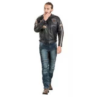 Pánska kožená moto bunda W-TEC Sheawen Black - 2.akosť - čierna