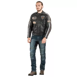 Pánska kožená moto bunda W-TEC Sheawen Black - 2.akosť - čierna