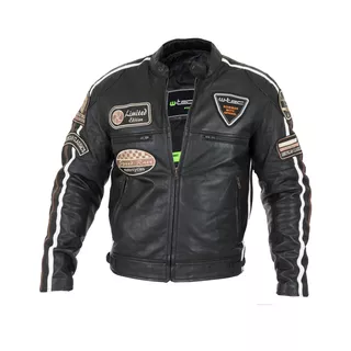 Pánska kožená moto bunda W-TEC Sheawen Black - 2.akosť - čierna