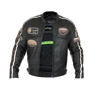 Pánska kožená moto bunda W-TEC Sheawen Black - čierna