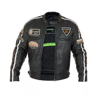 Pánska kožená moto bunda W-TEC Sheawen Black - 2.akosť - čierna