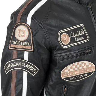 Pánska kožená moto bunda W-TEC Sheawen Black - 2.akosť - čierna