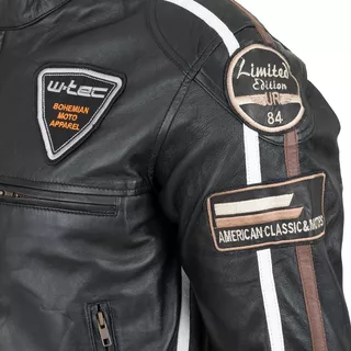 Pánska kožená moto bunda W-TEC Sheawen Black - 2.akosť - čierna