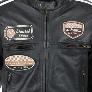Pánska kožená moto bunda W-TEC Sheawen Black - čierna