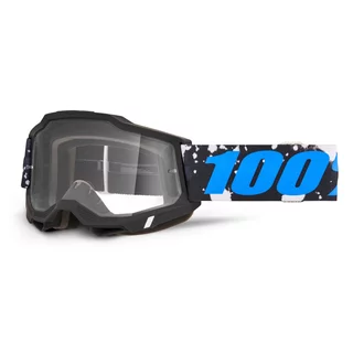 Motokrosové okuliare 100% Accuri 2 - Mifflin tmavo modrá, čire plexi - Callisto čierna, číre plexi