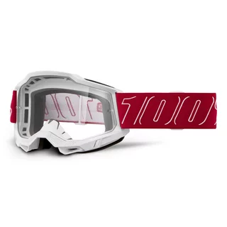 Motokrosové okuliare 100% Accuri 2 - Mifflin tmavo modrá, čire plexi - Redline červená, číre plexi
