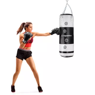 Boxovacie vrece inSPORTline Robkin 35x90cm / 25kg - čierno-biela - čierno-biela