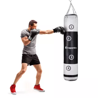 Boxovacie vrece inSPORTline Robkin 35x150 cm / 40 kg - čierno-biela - čierno-biela