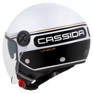 Moto prilba Cassida Handy Plus Linear biela perleť/čierna/zlatá - 2.akosť