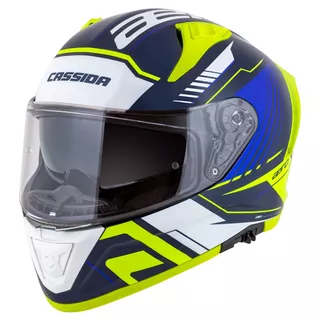 Moto prilba Cassida Aero Drome modrá/žltá fluo/svetlo modrá/biela