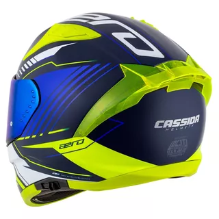 Moto prilba Cassida Aero Drome modrá/žltá fluo/svetlo modrá/biela
