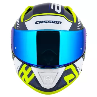 Moto prilba Cassida Aero Drome modrá/žltá fluo/svetlo modrá/biela