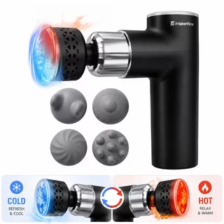 Masážna pištoľ s hrejivým/chladivým nadstavcom inSPORTline ChillFrost • 1800 mAh • 1600-2800 rpm • až 6 mm - čierna