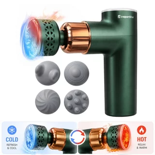 Masážna pištoľ s hrejivým/chladivým nadstavcom inSPORTline ChillFrost • 1800 mAh • 1600-2800 rpm • až 6 mm - zelená