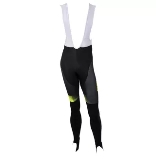 Pánske cyklistické nohavice s trakmi Crussis CSW-053 - čierna-fluo žltá