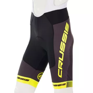 Pánske cyklistické kraťasy s trakmi Crussis CSW-068 - čierna-fluo žltá - čierna-fluo žltá