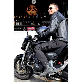 Airbagová bunda Helite Roadster čierna kožená, mechanická s trhačkou - 2. akosť - čierna