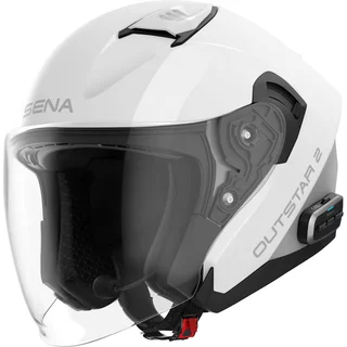 Moto prilba s headsetom SENA Outstar 2 - lesklá biela