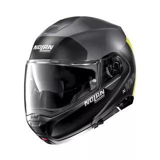 Moto prilba Nolan N100-5 Plus Distinctive N-Com P/J - Glossy Black-Fluo