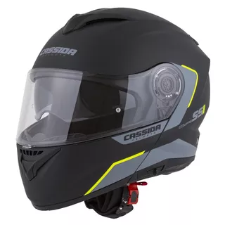 Moto prilba Cassida Compress 2.0 Refraction P/J - čierna matná/šedá/žltá fluo - čierna matná/šedá/žltá fluo