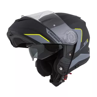 Moto prilba Cassida Compress 2.0 Refraction P/J - čierna matná/šedá/žltá fluo