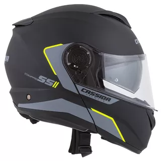 Moto prilba Cassida Compress 2.0 Refraction P/J - čierna matná/šedá/žltá fluo
