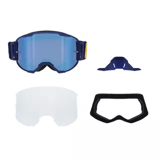 Motokrosové okuliare RedBull Spect Strive Panovision, modré matné, plexi modré zrkadlové