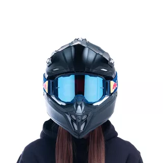 Motokrosové okuliare RedBull Spect Strive Panovision, modré matné, plexi modré zrkadlové