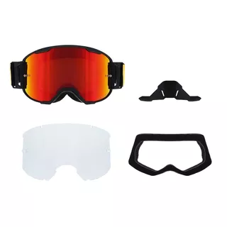 Motokrosové okuliare RedBull Spect Strive Panovision, čierne matné, plexi červené zrkadlové